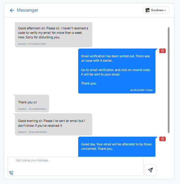 In-App Messaging System